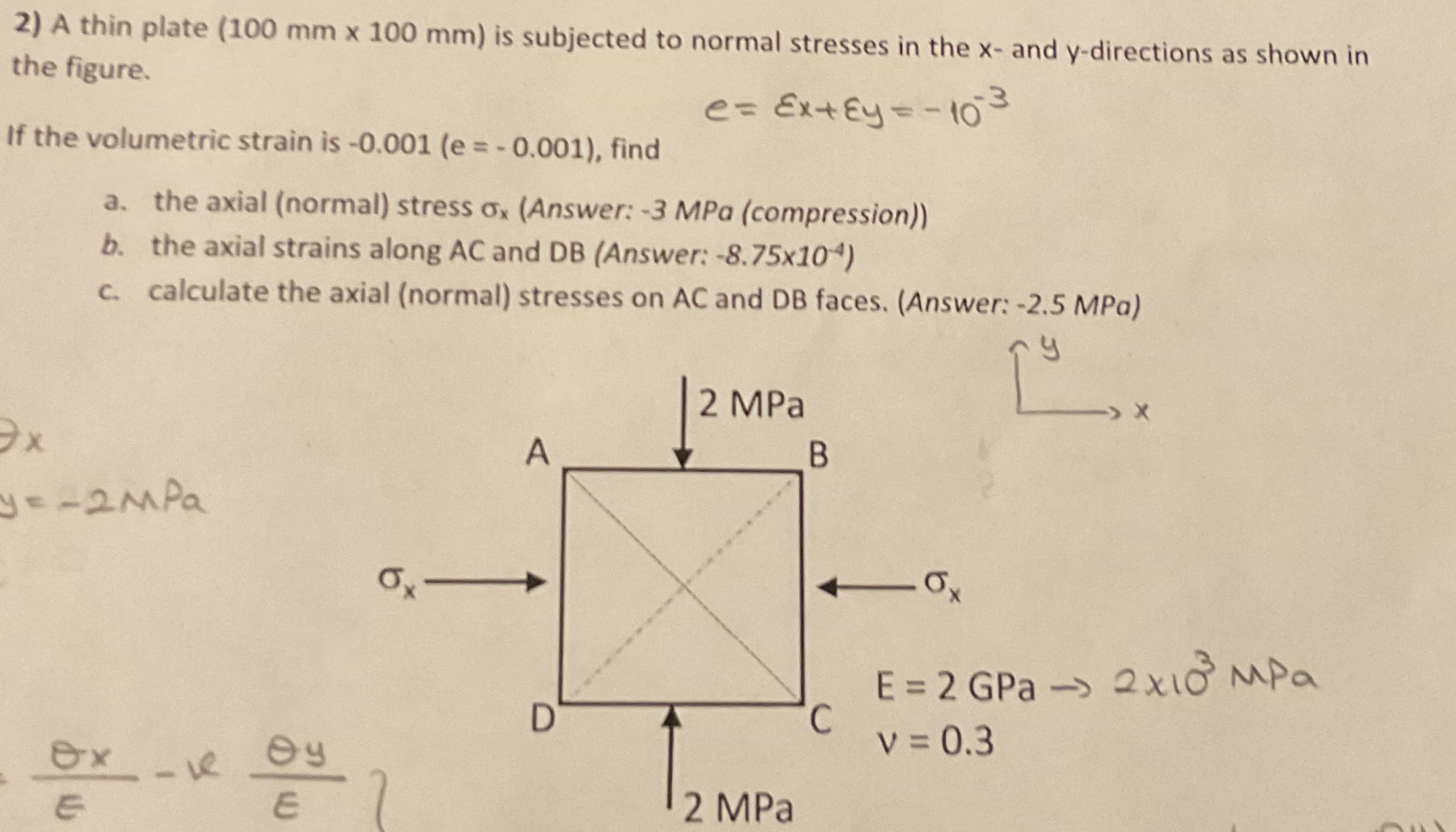 A thin plate ( 1 0 0 m m 1 0 0 m m ) is subjected