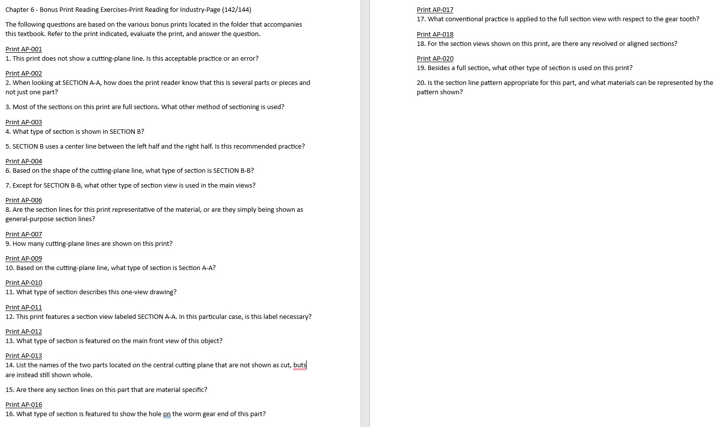 Chapter 6 - Bonus Print Reading Exercises - Print