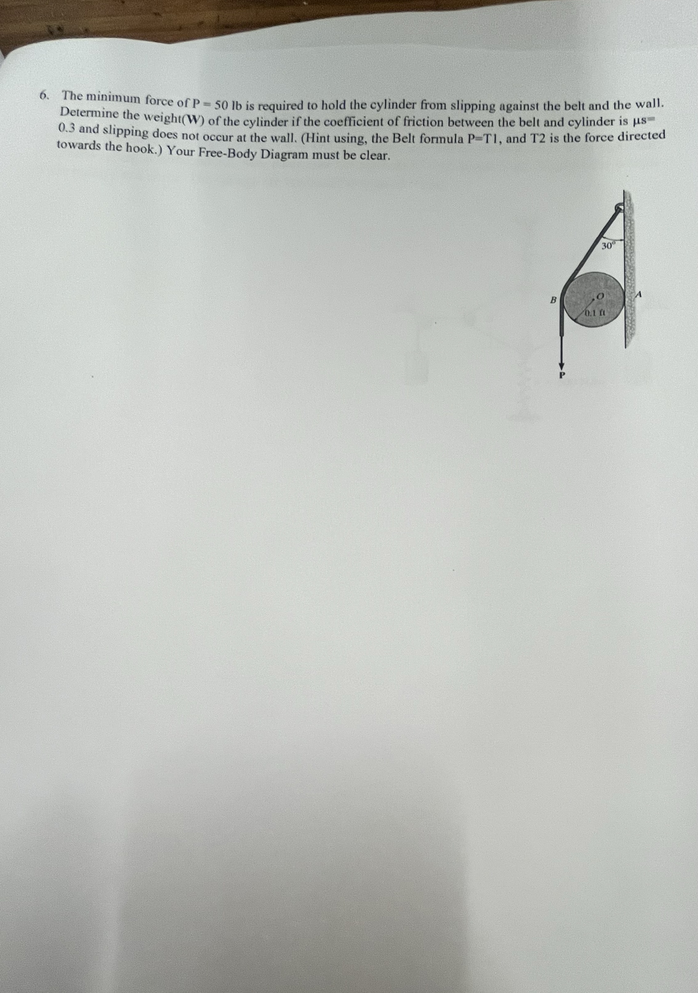 The minimum force of P = 5 0 l b is required to