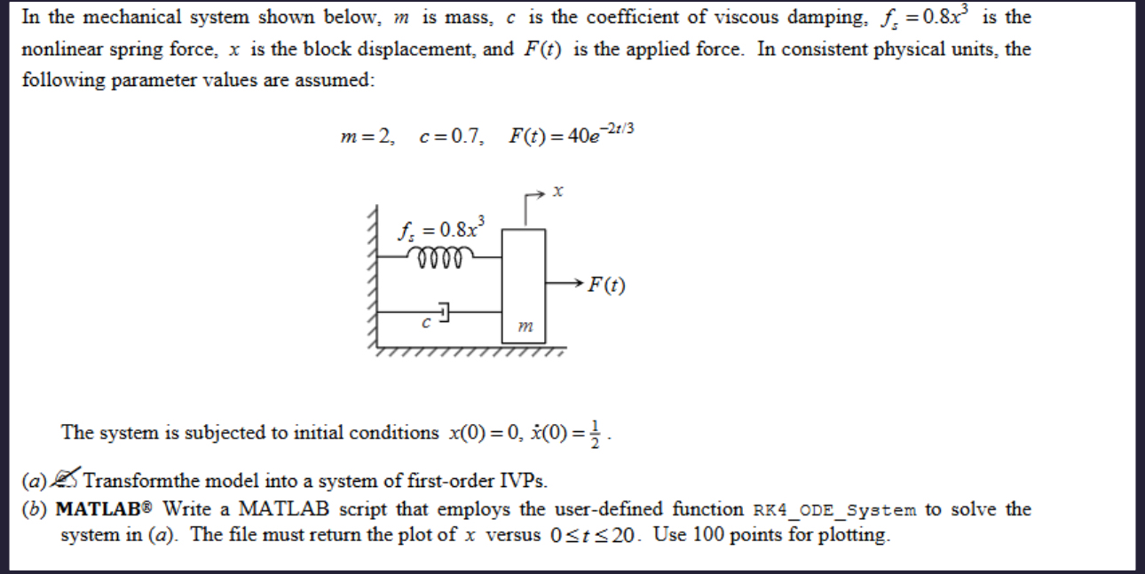 In the mechanical system shown below, m is mass,