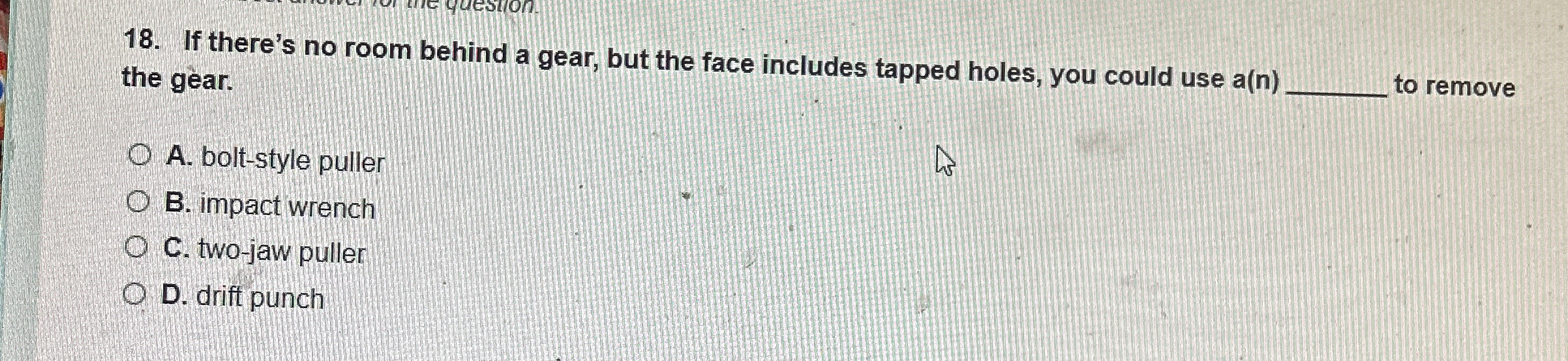 If there's no room behind a gear, but the face