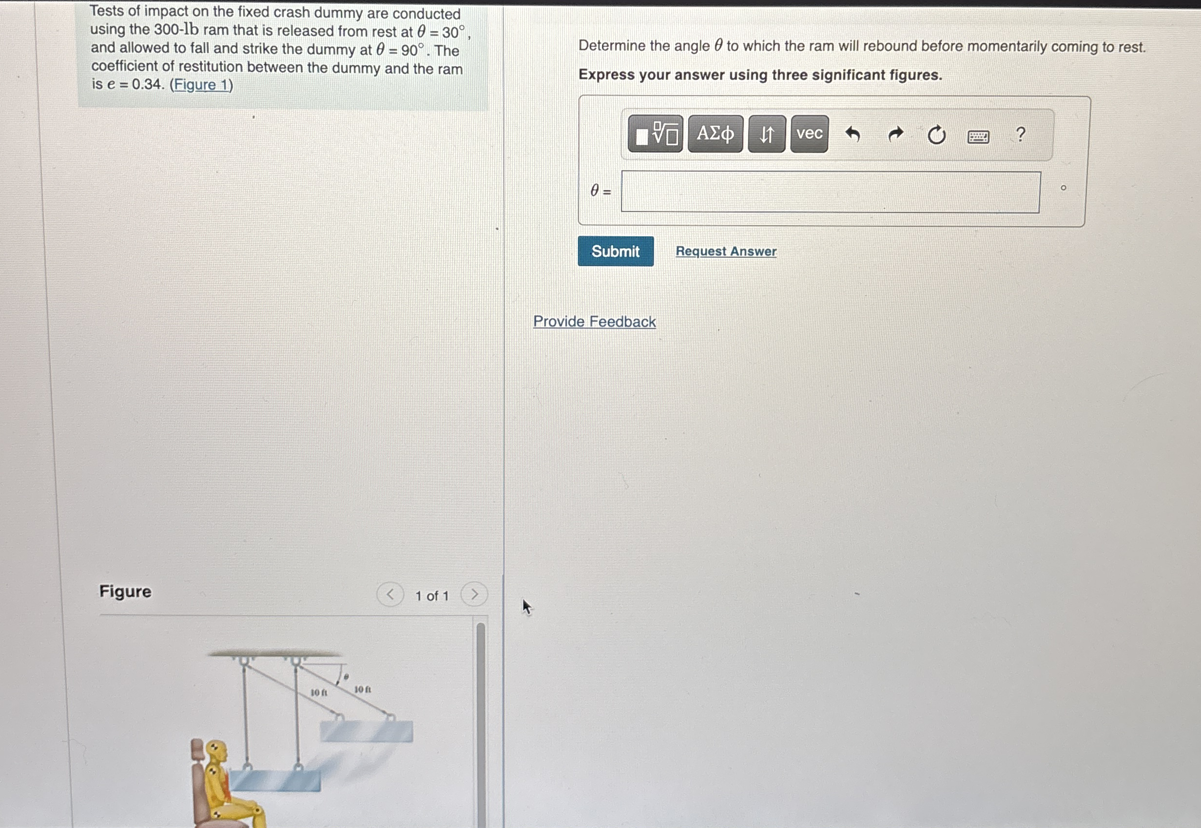 Tests of impact on the fixed crash dummy are