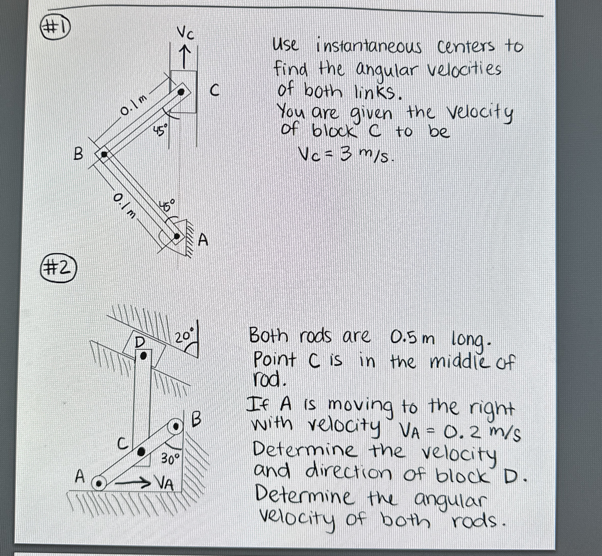 Use instantaneous centers to find the angular