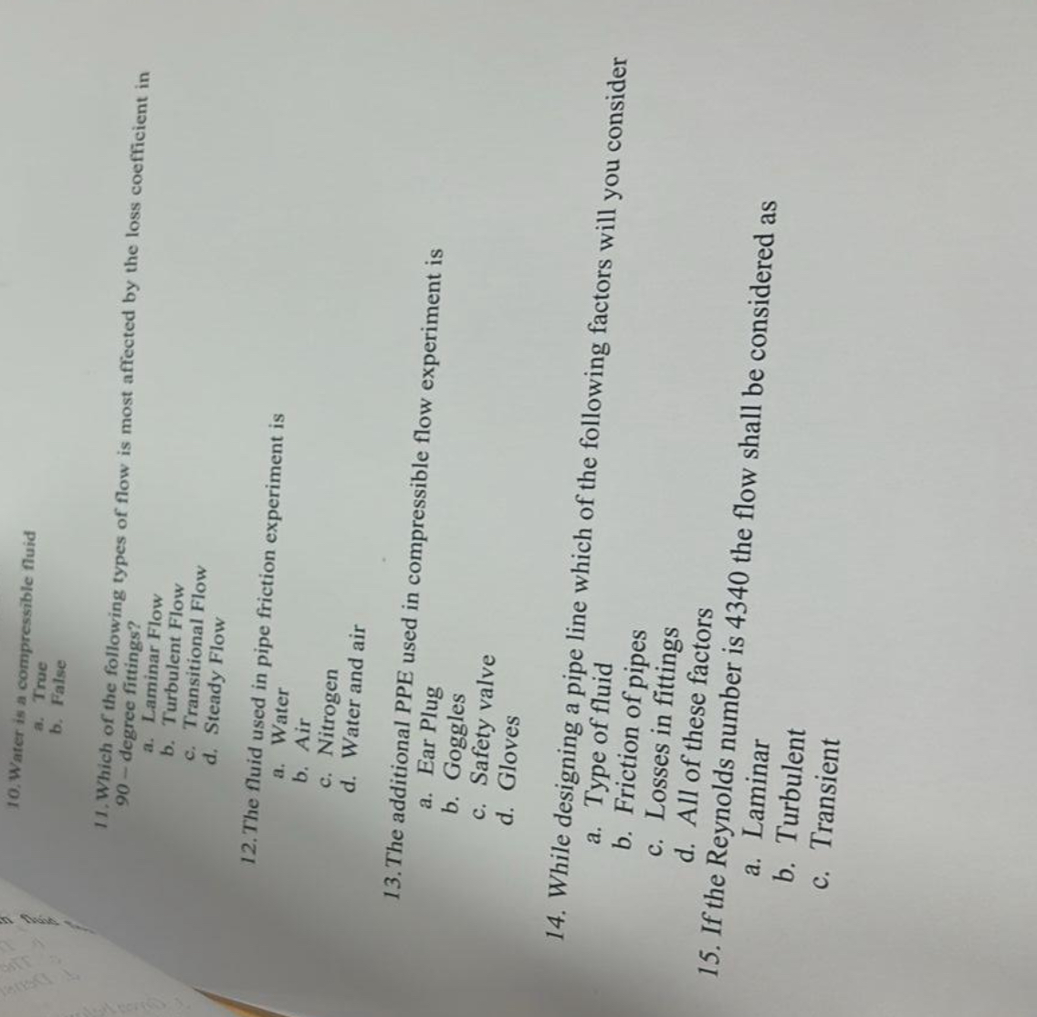 Water is a compressible fluid a . Troe b . False