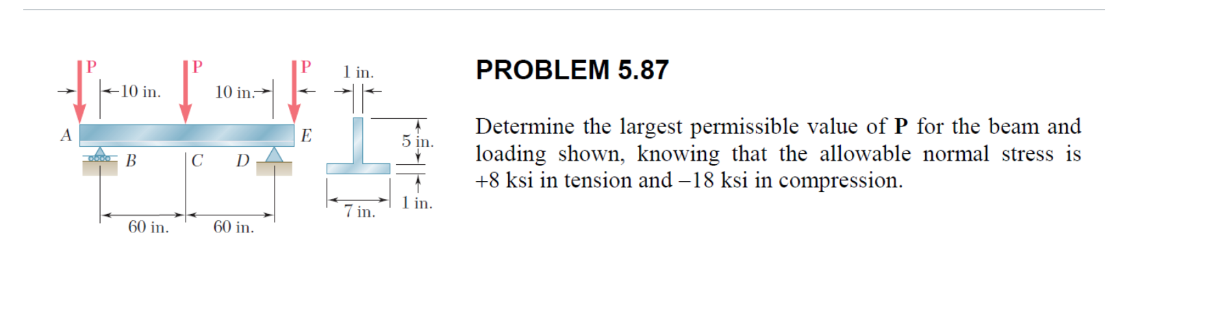 PROBLEM 5 . 8 7 Determine the largest permissible