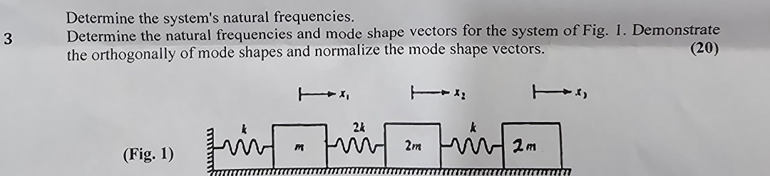 Determine the system's natural frequencies. 3