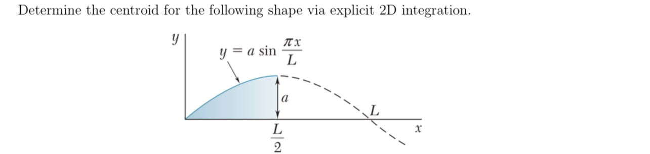 Determine the centroid for the following shape