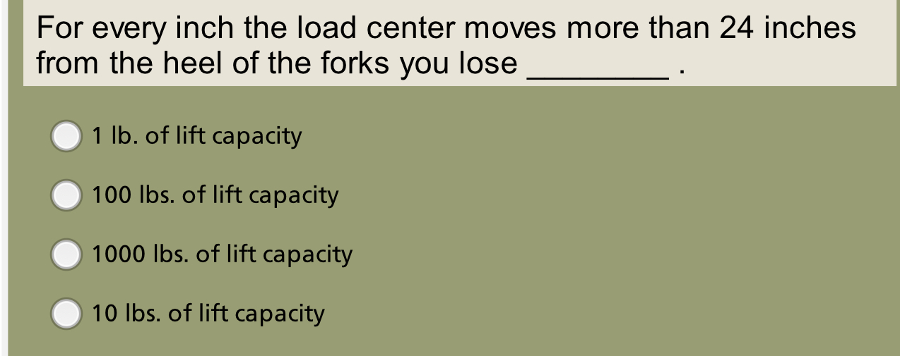 For every inch the load center moves more than 2