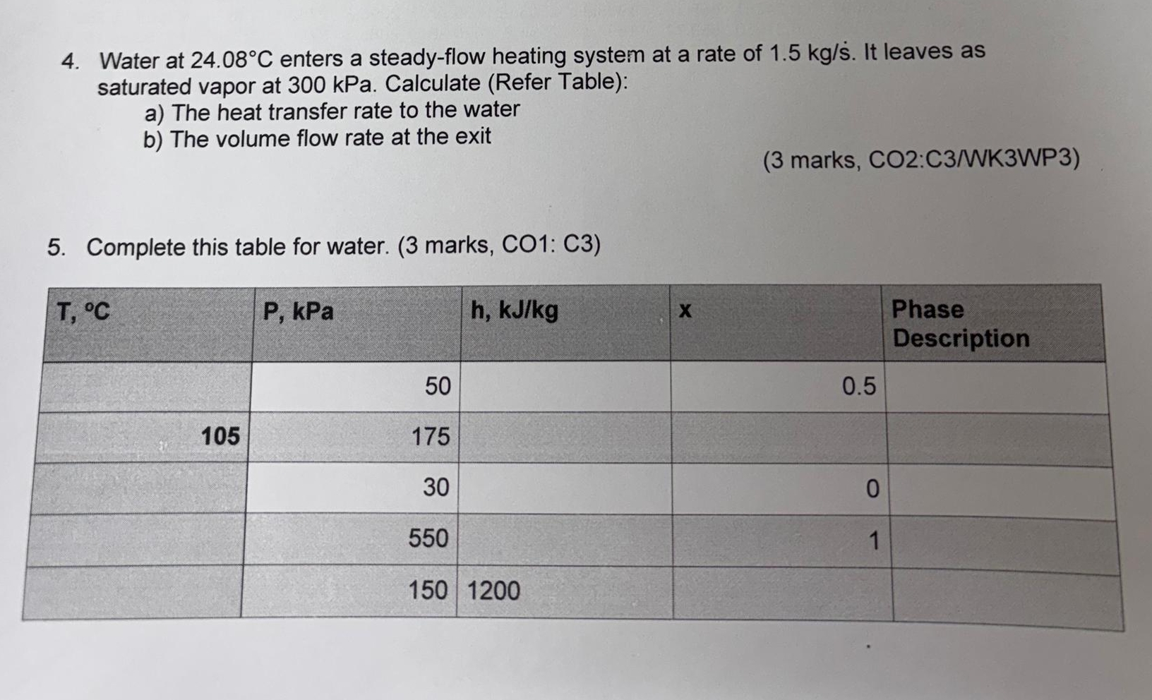 Water at 2 4 . 0 8 C enters a steady - flow
