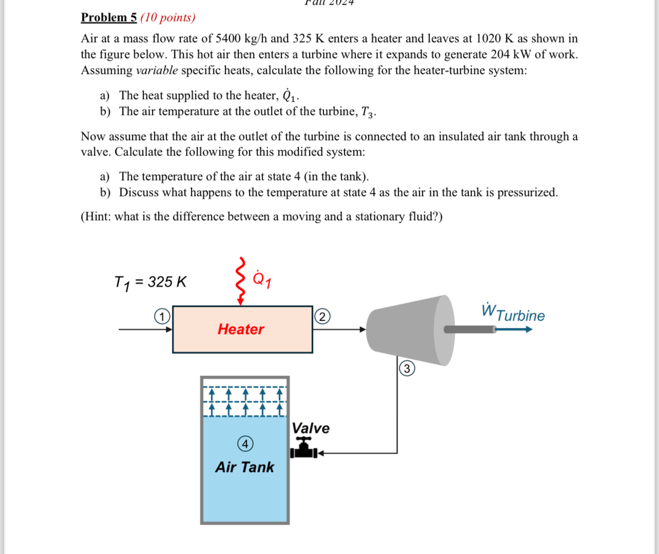 Problem 5 ( 1 0 points ) Air at a mass flow rate