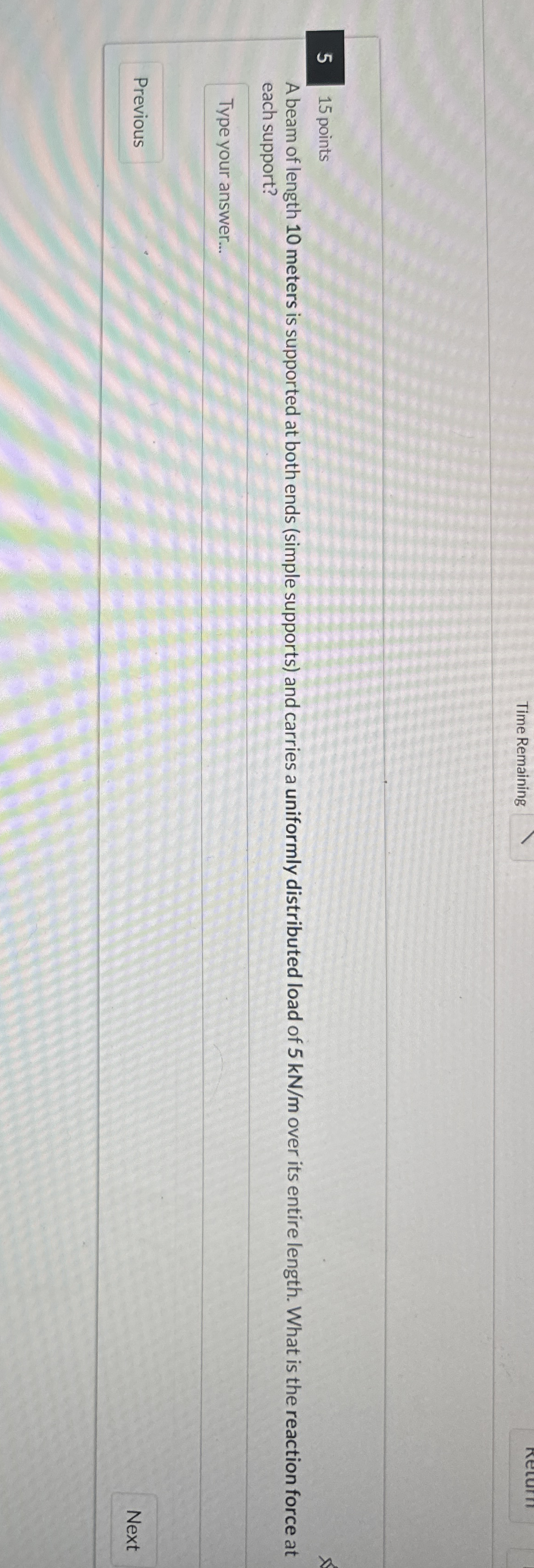 5 1 5 points A beam of length 1 0 meters is