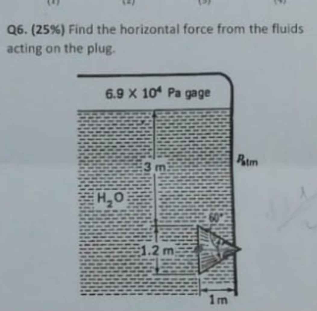 Q 6 . ( 2 5 % ) Find the horizontal force from