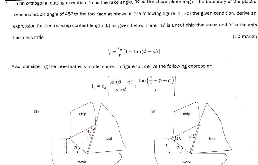 problems in metal cutting In an orthogonal