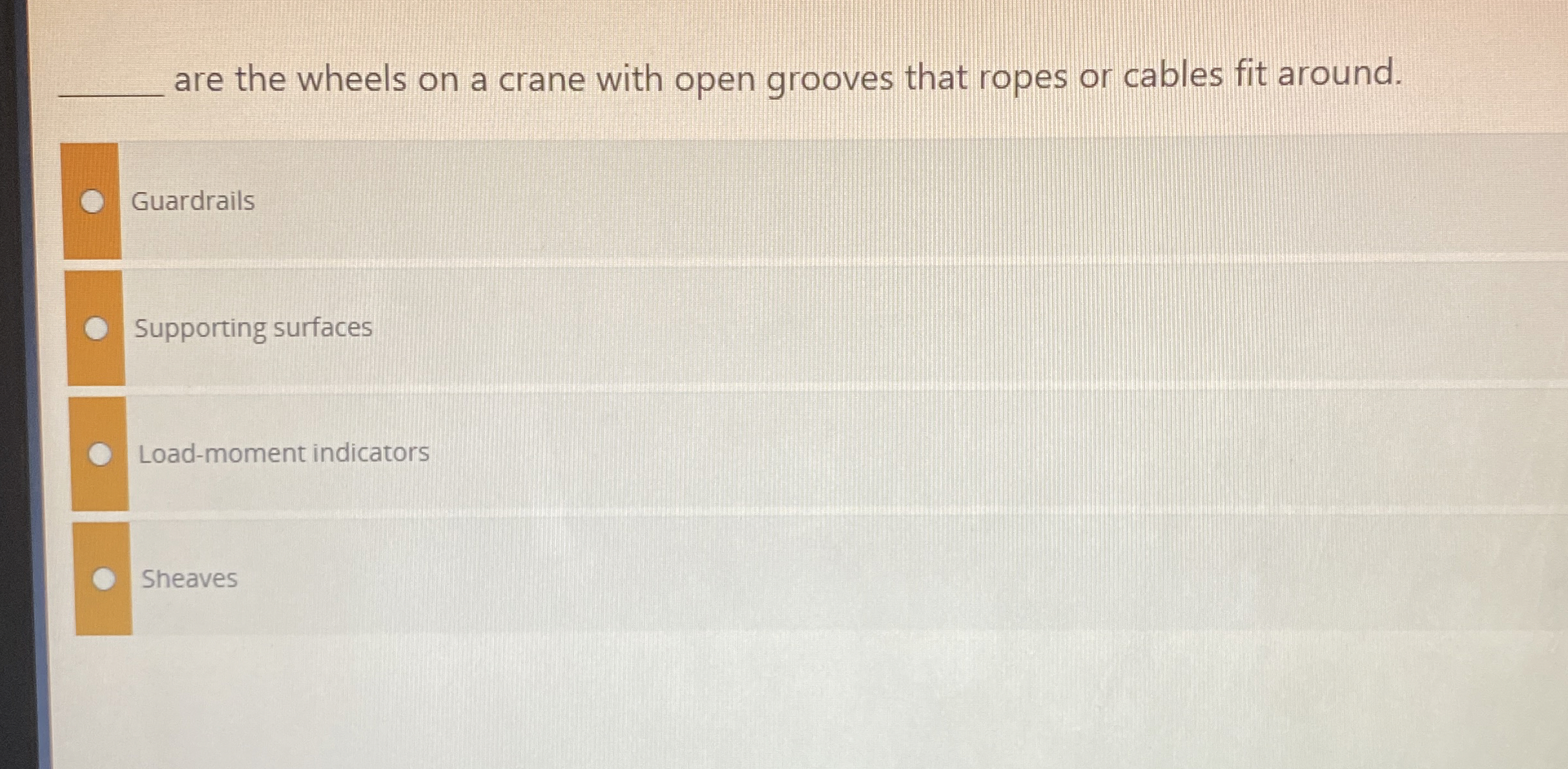 are the wheels on a crane with open grooves that