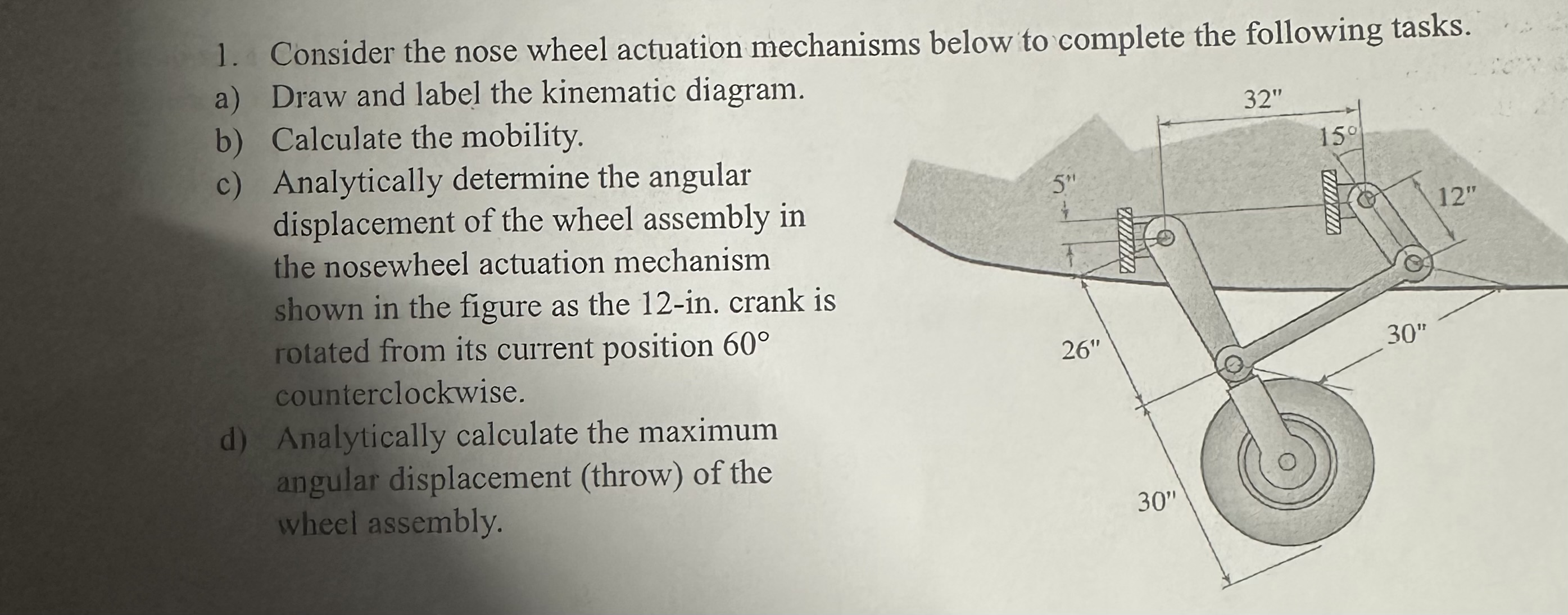 Consider the nose wheel actuation mechanisms