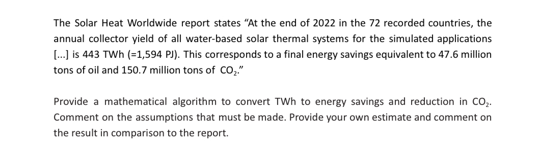 The Solar Heat Worldwide report states " At the