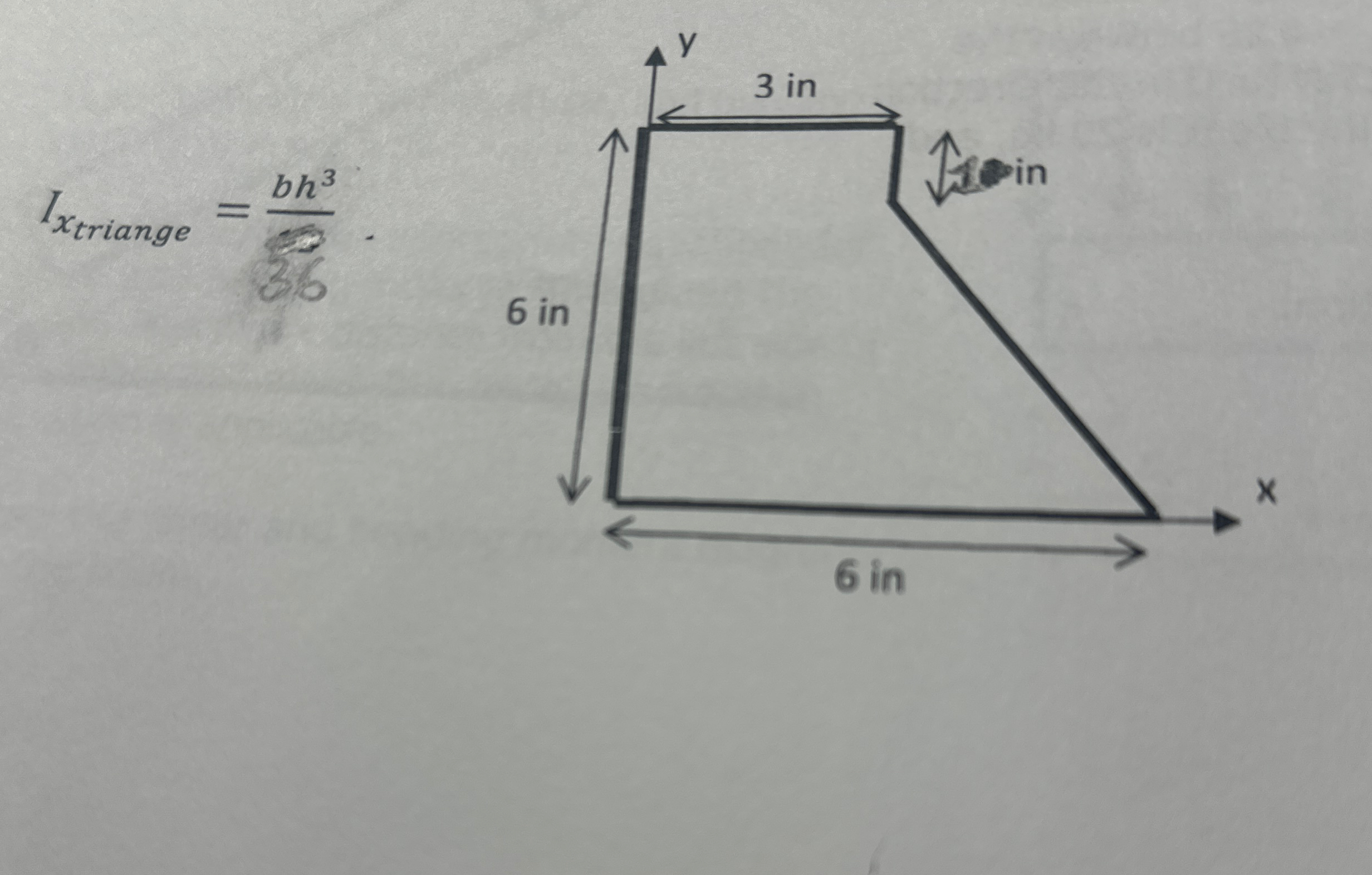 Find the centroid of the following area in the X