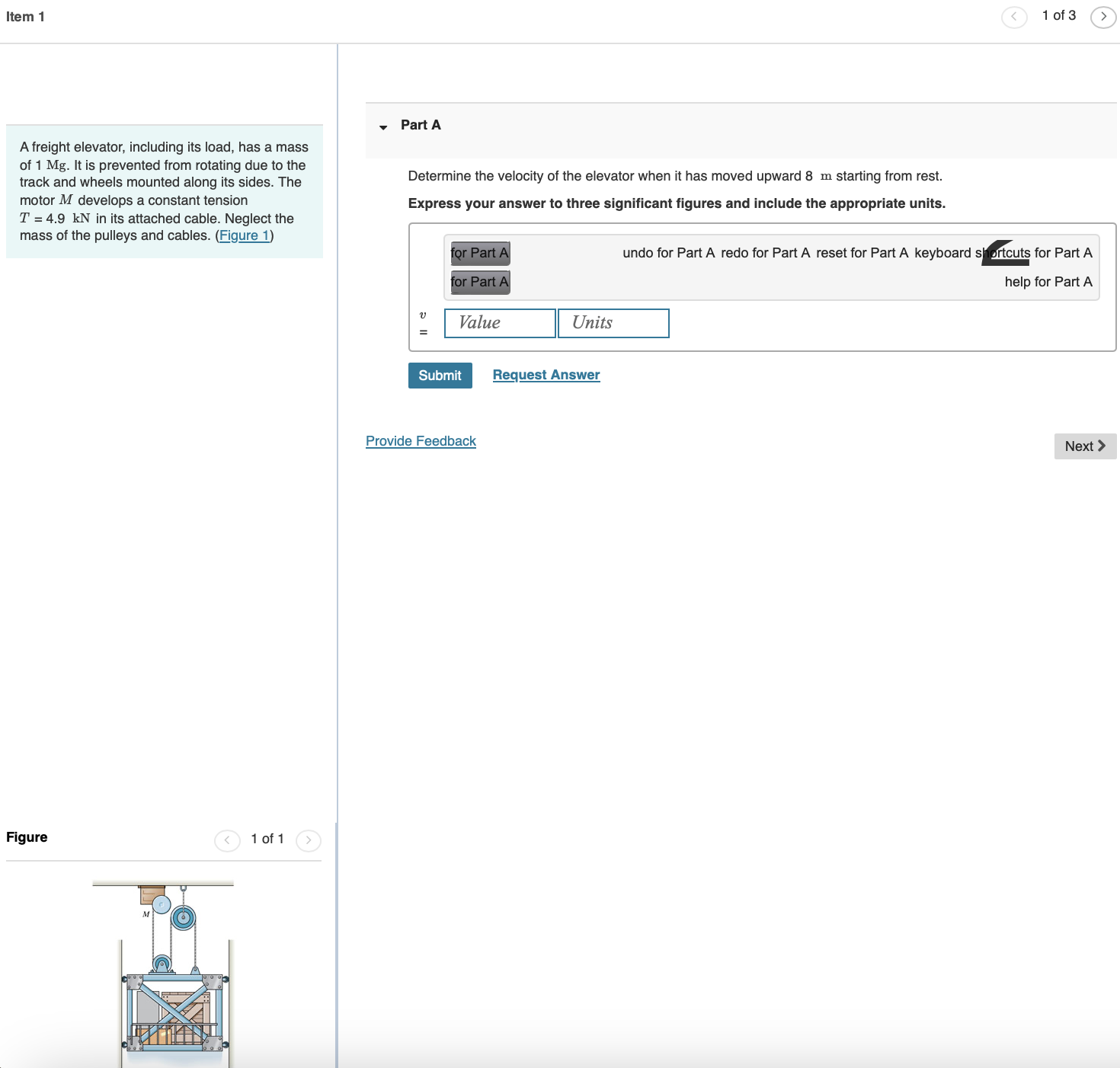 A freight elevator, including its load, has a