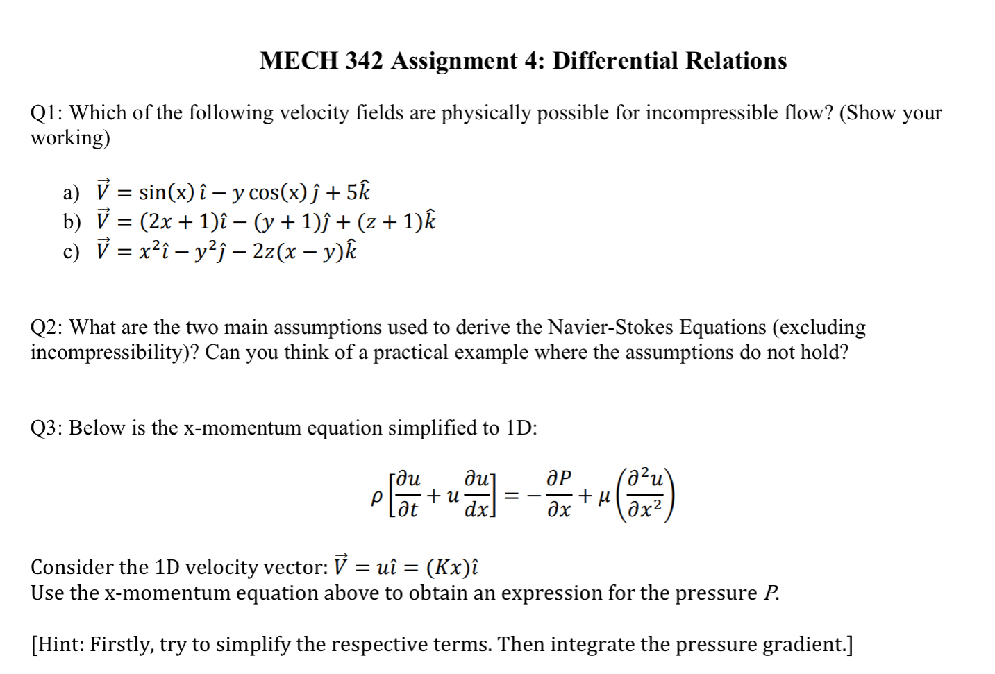 MECH 3 4 2 Assignment 4 : Differential Relations
