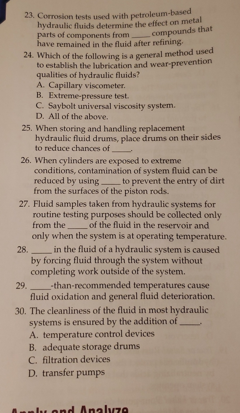 2 3 . Corrosion tests used with petroleum - based