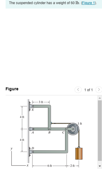 The suspended cylinder has a weight of 6 0 lb .