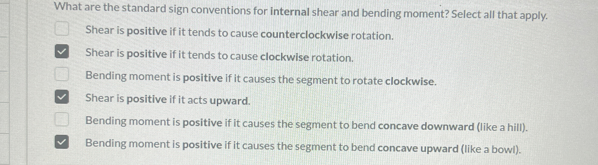 What are the standard sign conventions for
