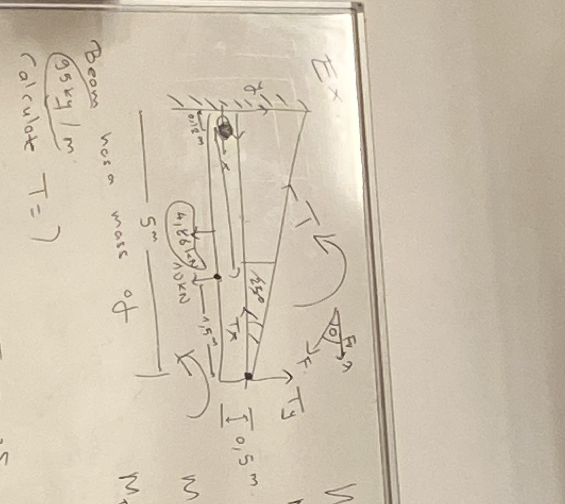 Beom hosa mass of M ( 9 5 k y m ( alculate T = ?