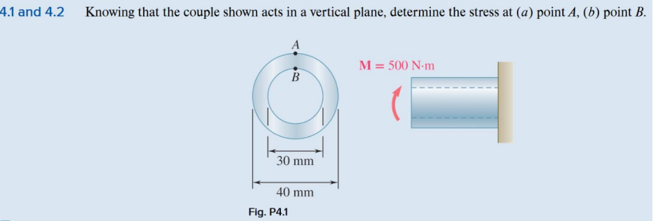 4 . 1 and 4 . 2 Knowing that the couple shown