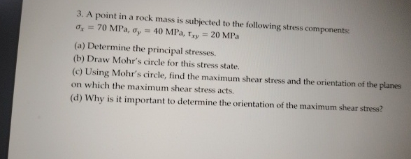 A point in a rock mass is subjected to the