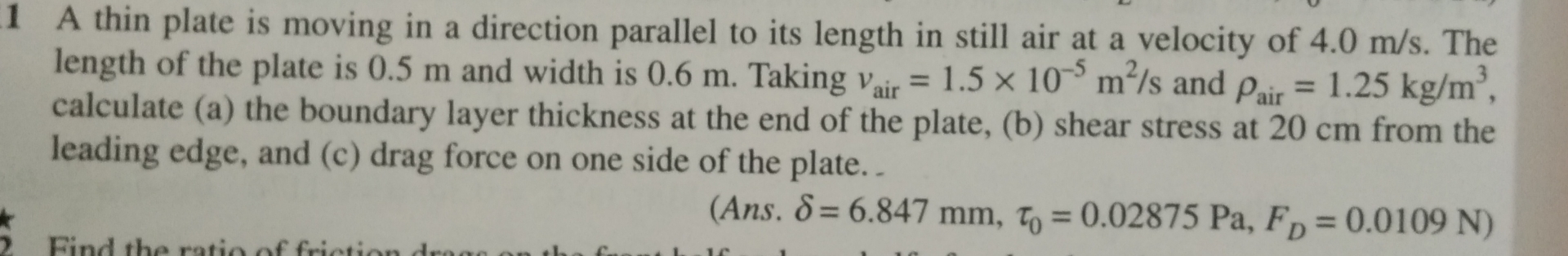 1 A thin plate is moving in a direction parallel
