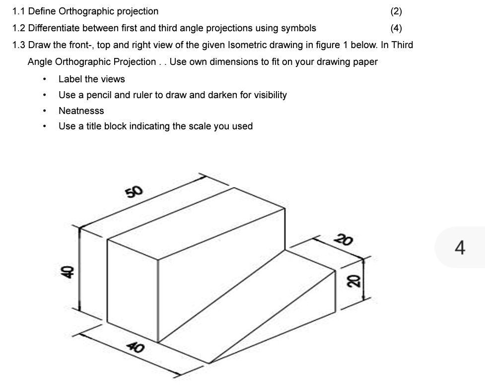 1 . 1 Define Orthographic projection ( 2 ) 1 . 2