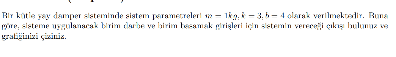 Bir k tle yay damper sisteminde sistem