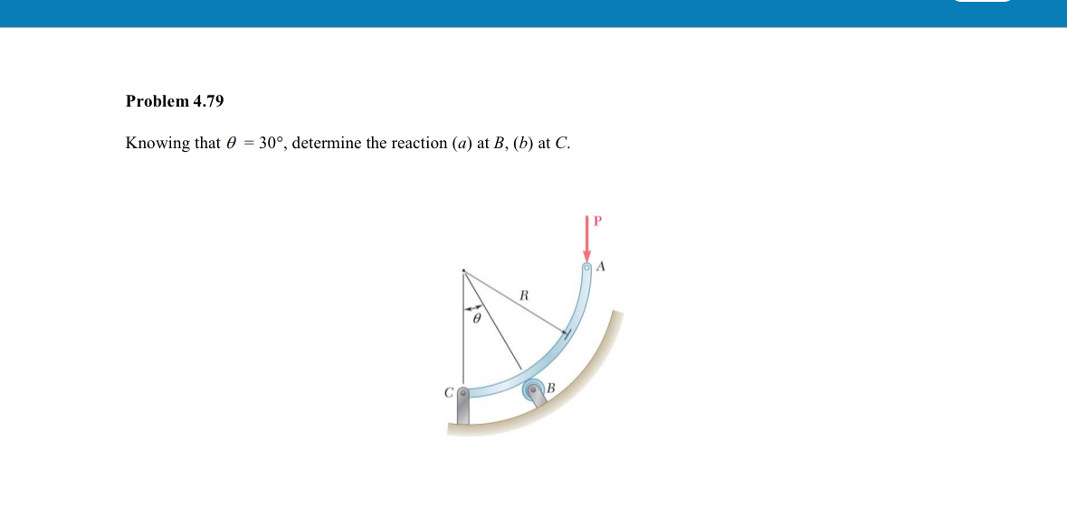 Problem 4 . 7 9 Knowing that = 3 0 , determine