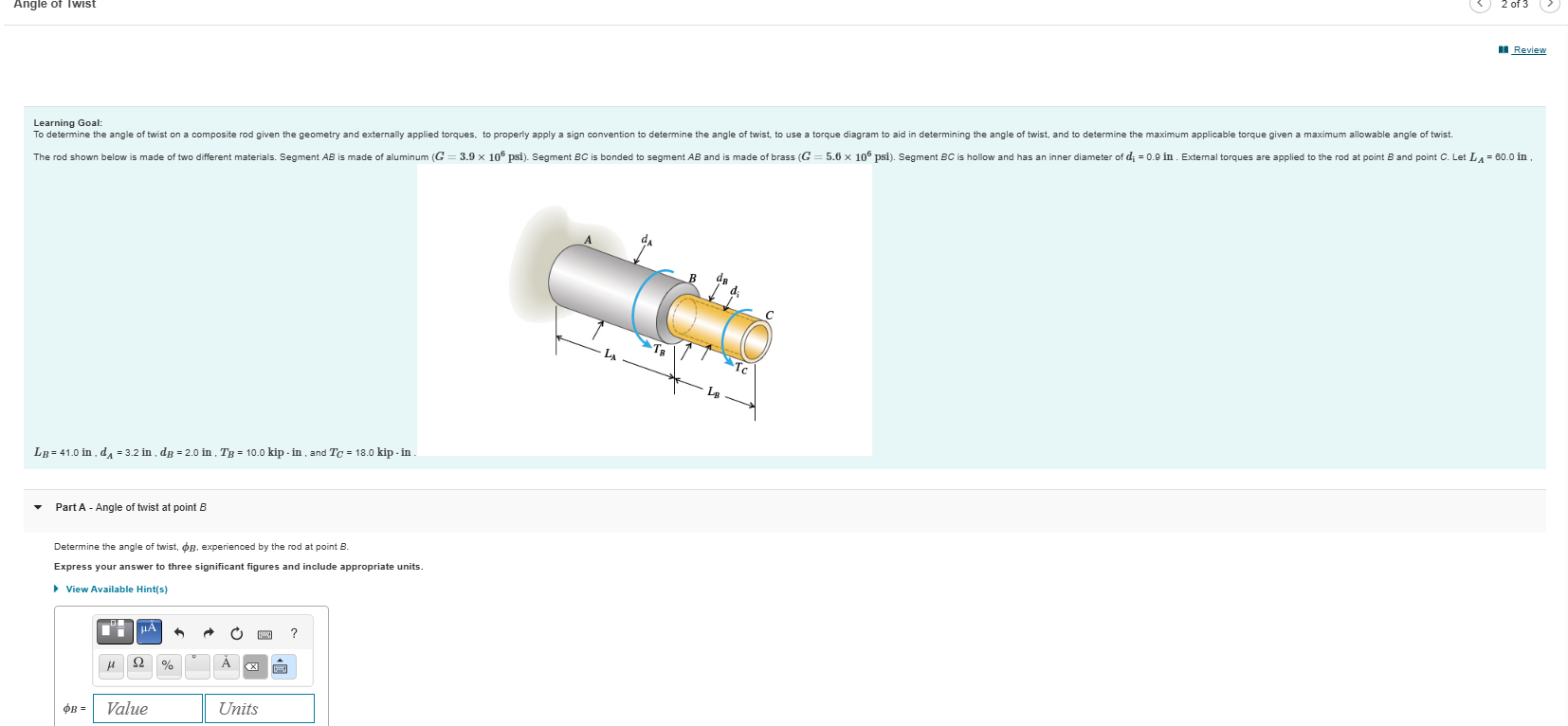 Learning Goal: L _ ( B ) = 4 1 . 0 in , d _ ( A )