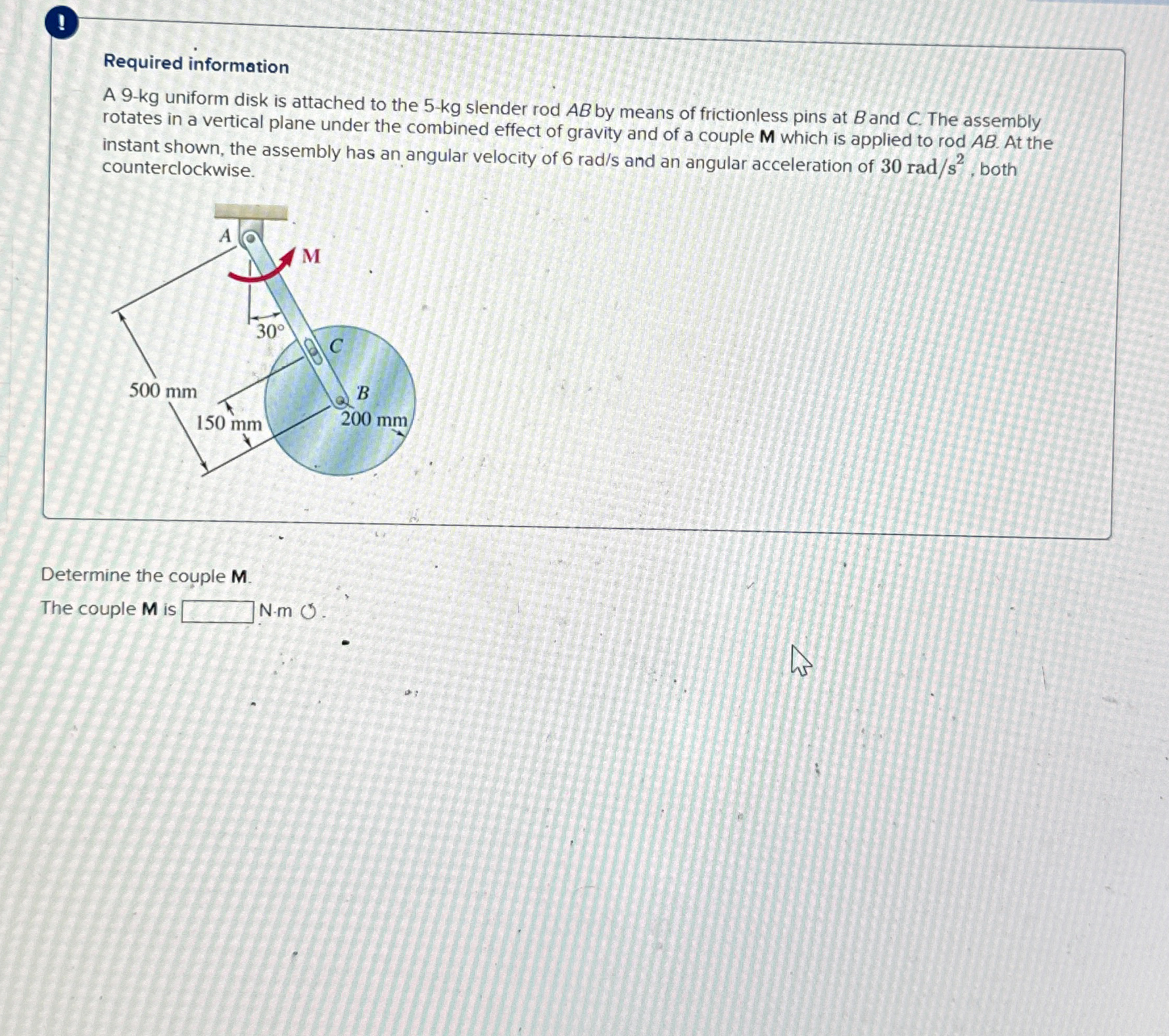 ! Required information A 9 - kg uniform disk is