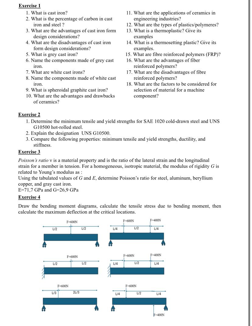 Exercise 4 Draw the bending moment diagrams,