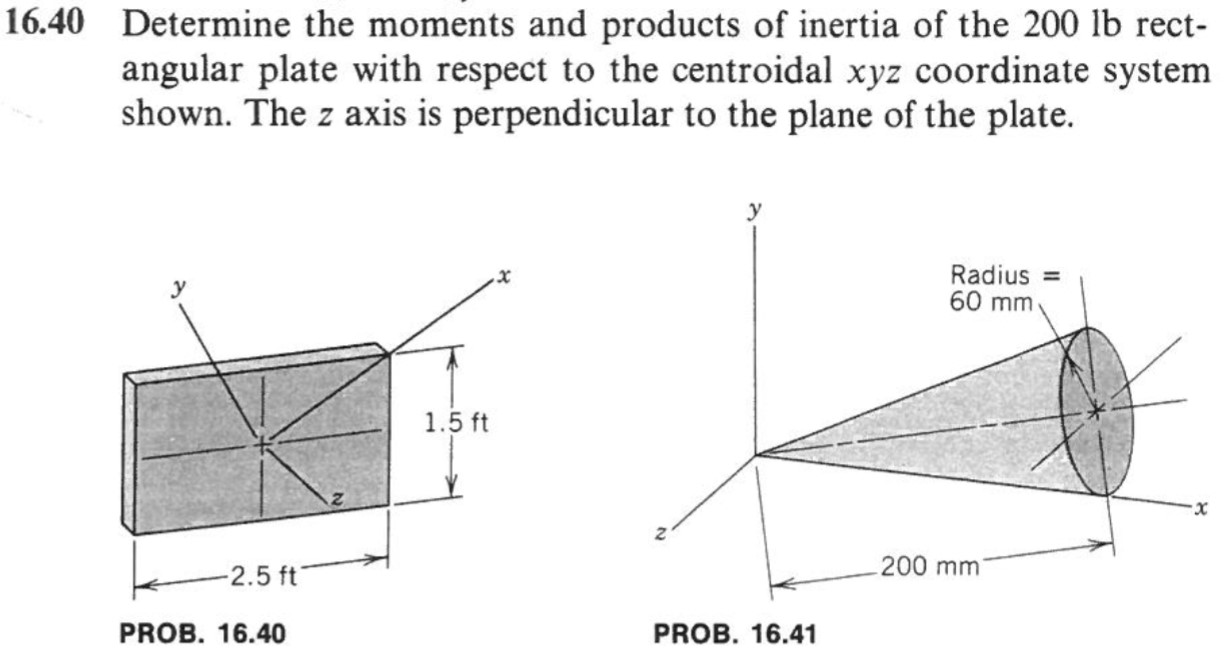 1 6 . 4 0 Determine the moments and products of