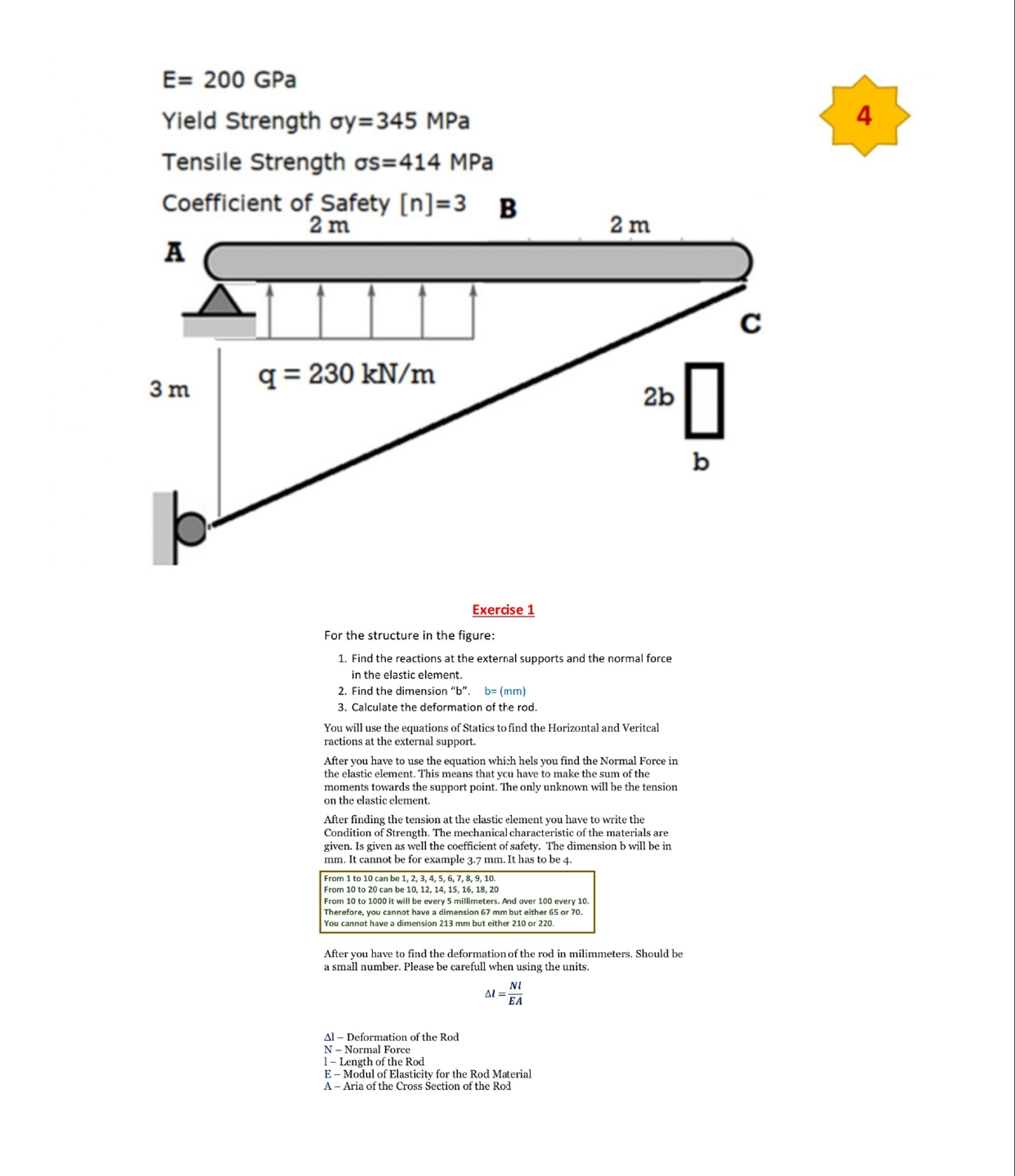 Yield Strength \ ( \ sigma y = 3 4 5 \ mathrm {