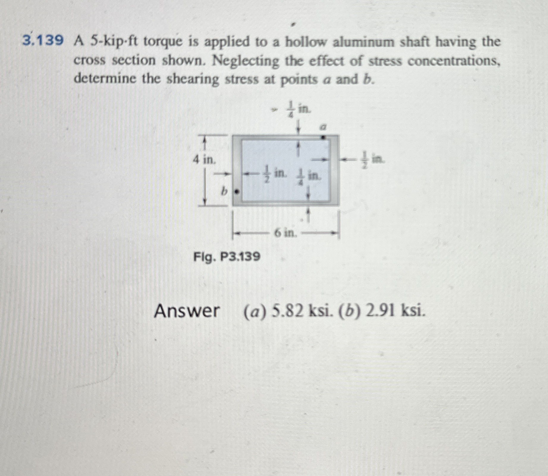 3 . 1 3 9 A 5 - kip.ft torque is applied to a