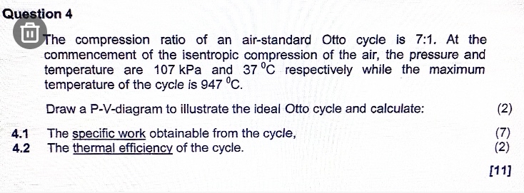 Question 4 ( i ) The compression ratio of an air