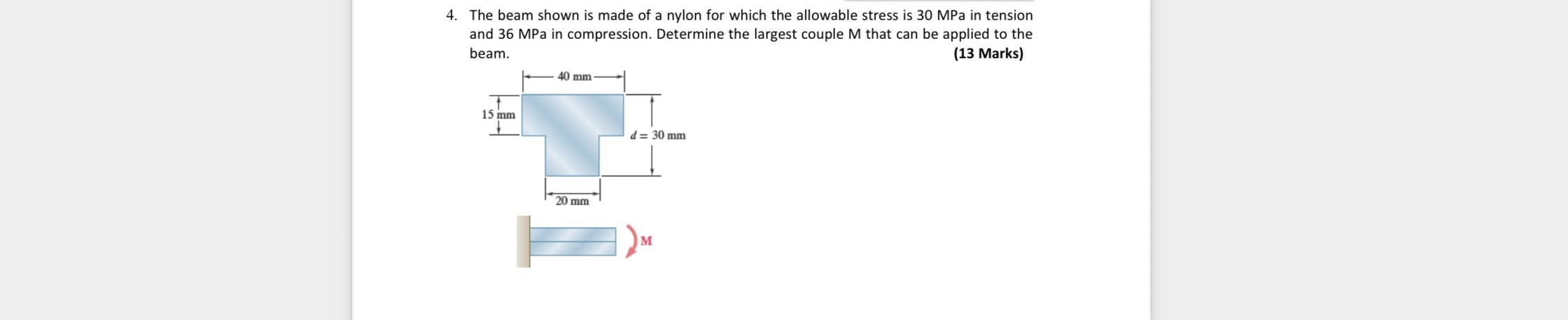 The beam shown is made of a nylon for which the
