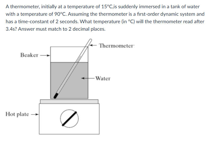 A thermometer, initially at a temperature of \ (