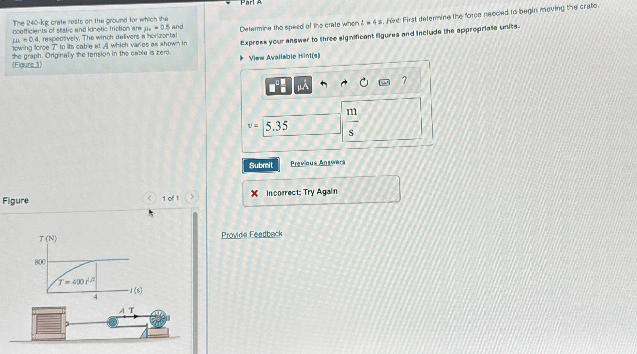 Part A The 2 4 0 - k g crate rests on the ground