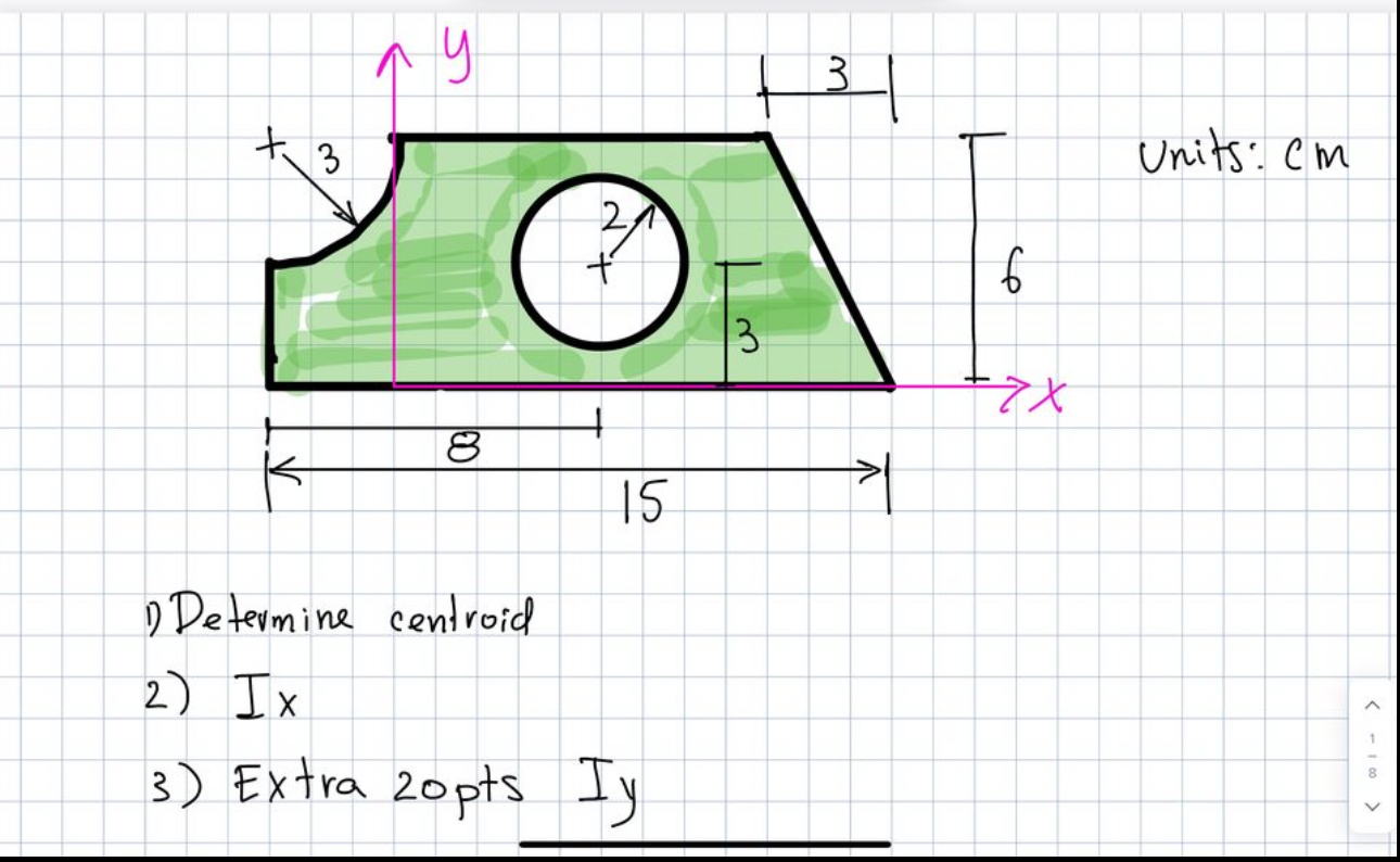 Units: Cm 1 ) Determine centroid and I x