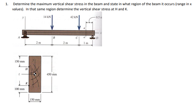 1 . Determine the maximum vertical shear stress