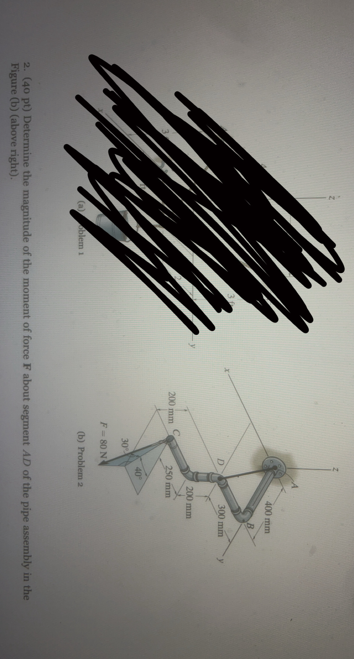 ( 4 0 pt ) Determine the magnitude of the moment