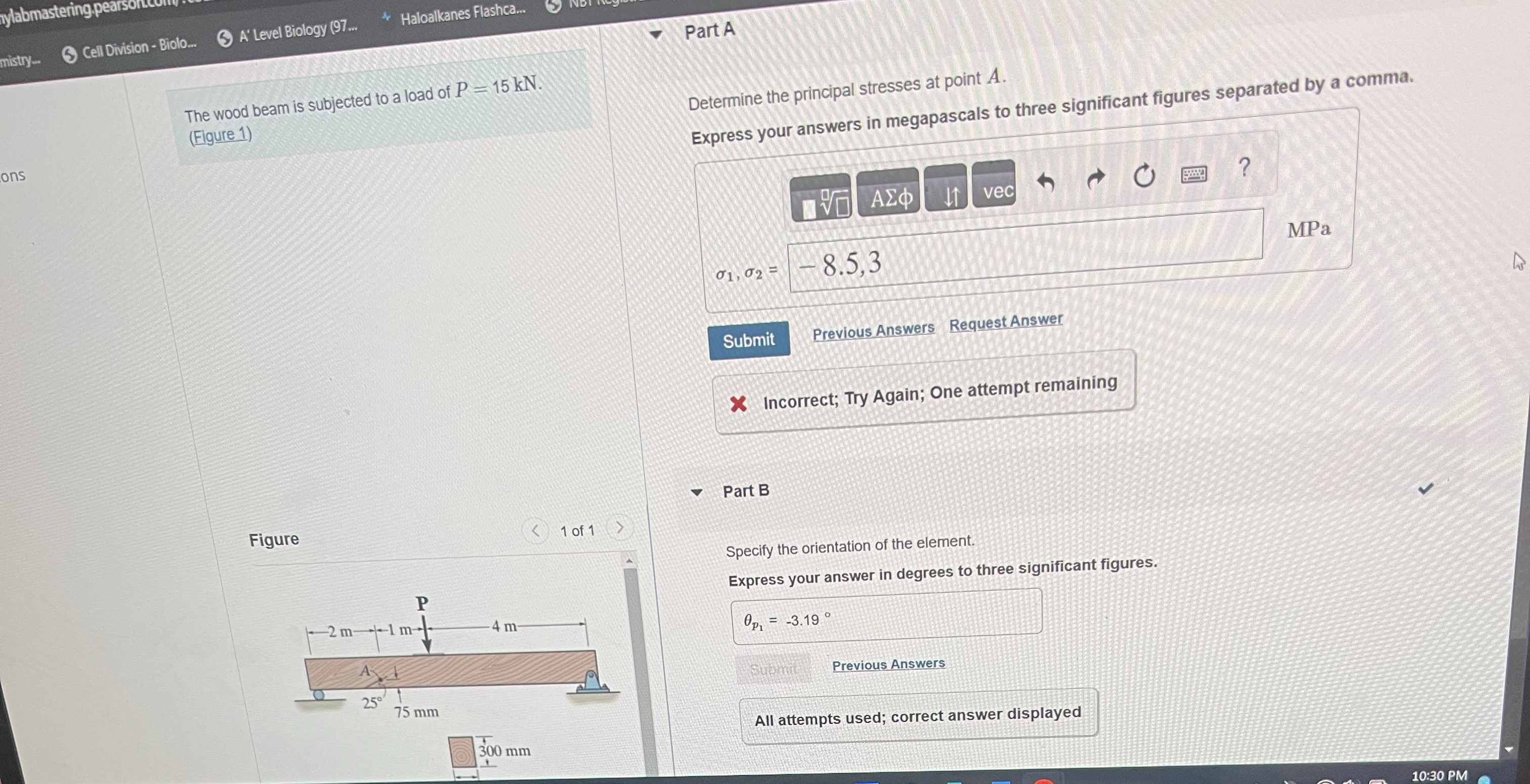 Part A The wood beam is subjected to a load of P