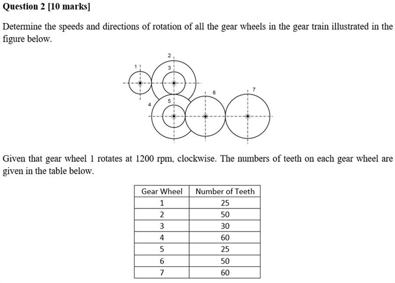 Question 2 [ 1 0 marks ] Determine the speeds and