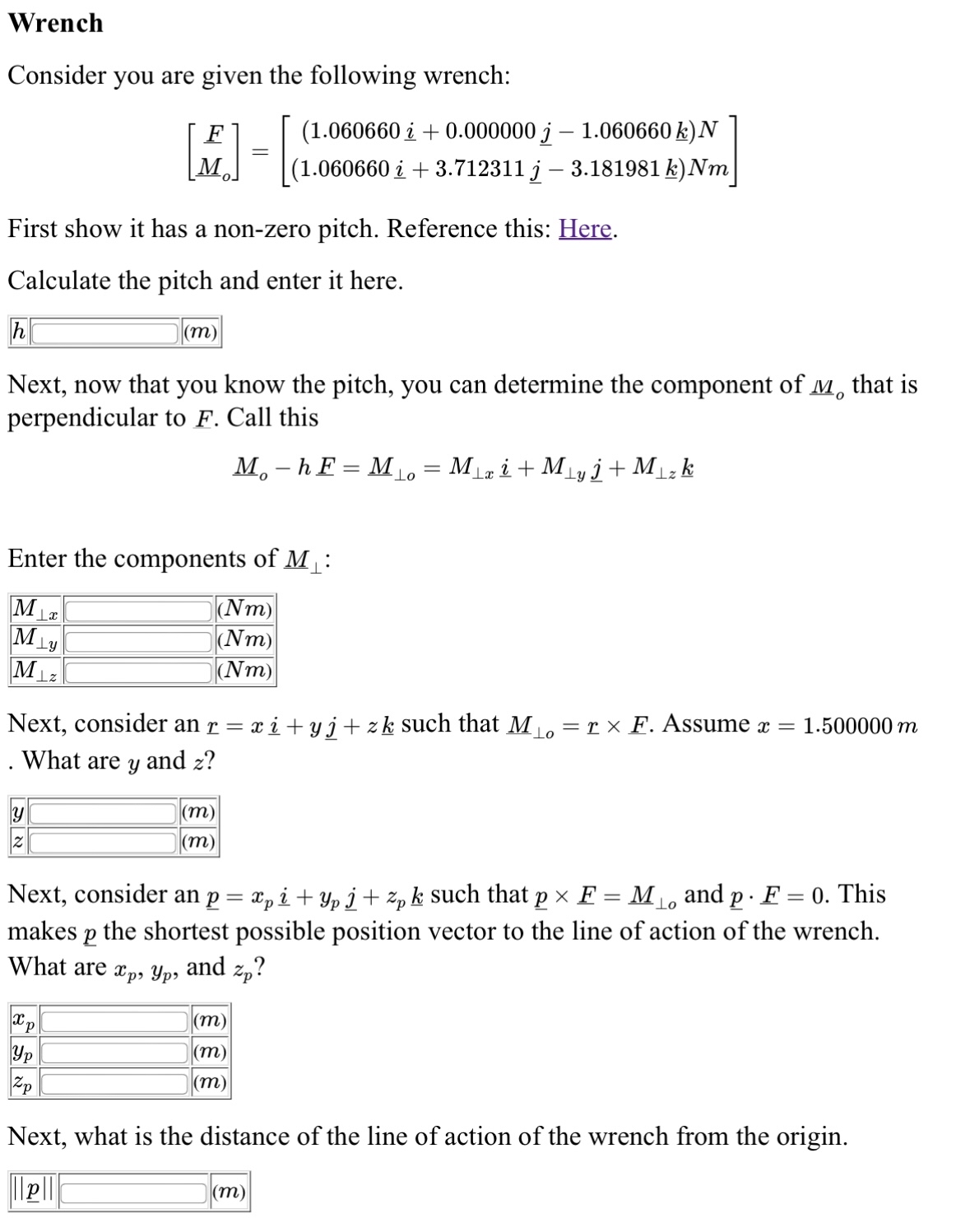 Wrench Consider you are given the following