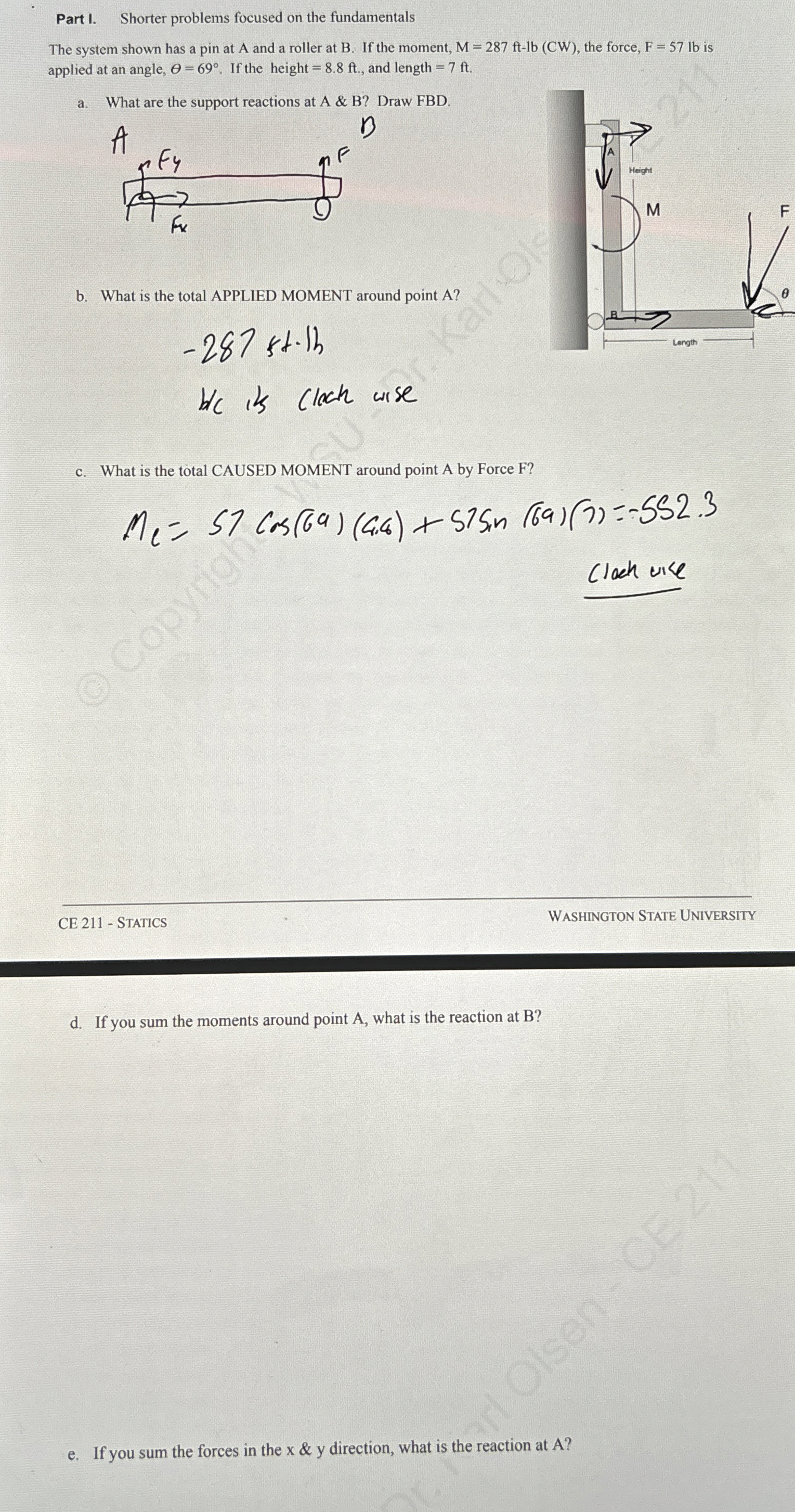 Part I. Shorter problems focused on the